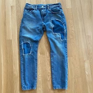 Levi’s 512 Distressed Denim Pants with Patchwork / Straight Leg / 32 W x 30 L